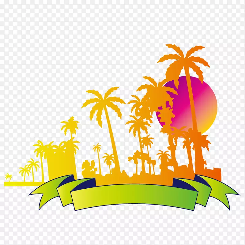 科凯罗斯海滩椰子树-创作夏季海滩椰子树
