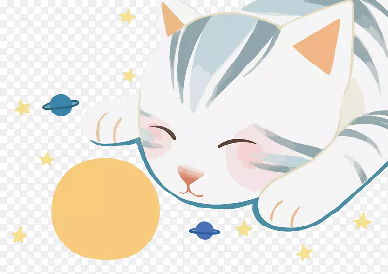 睡眠猫插画月亮猫