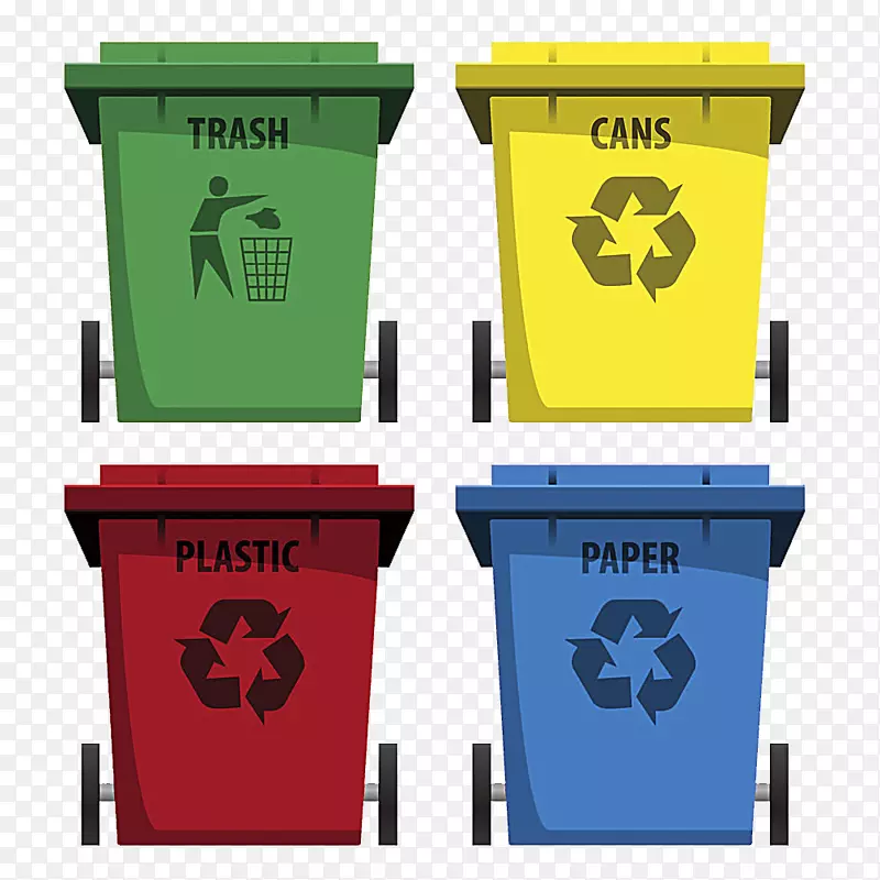 废纸回收站废物回收符号环卫角垃圾桶
