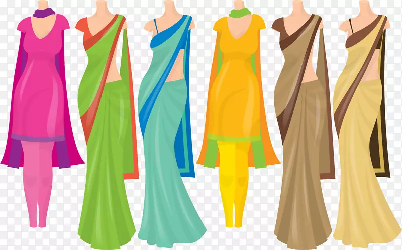 印度服装剪贴画-印度ms。服装