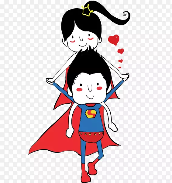 克拉克肯特卡通插图-超人夫妇