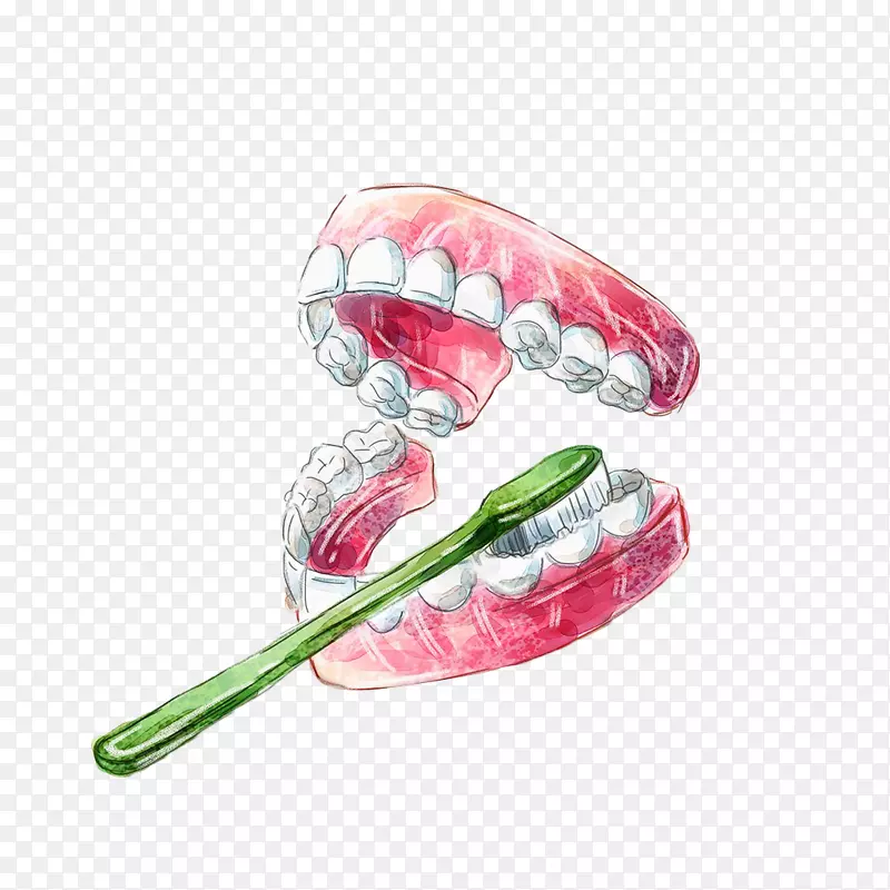 牙刷牙龈结石牙龈炎手绘牙齿刷牙