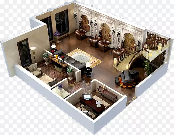 三维空间电视欧式复式别墅沙盘模型