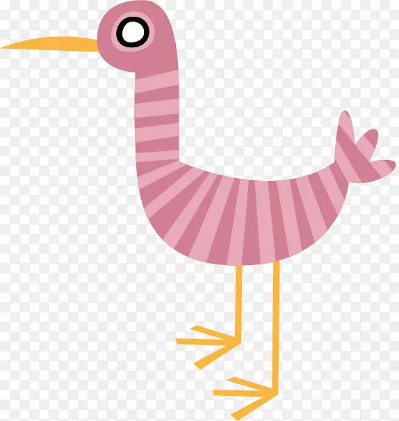 鸟类卡通插图-粉红鸟