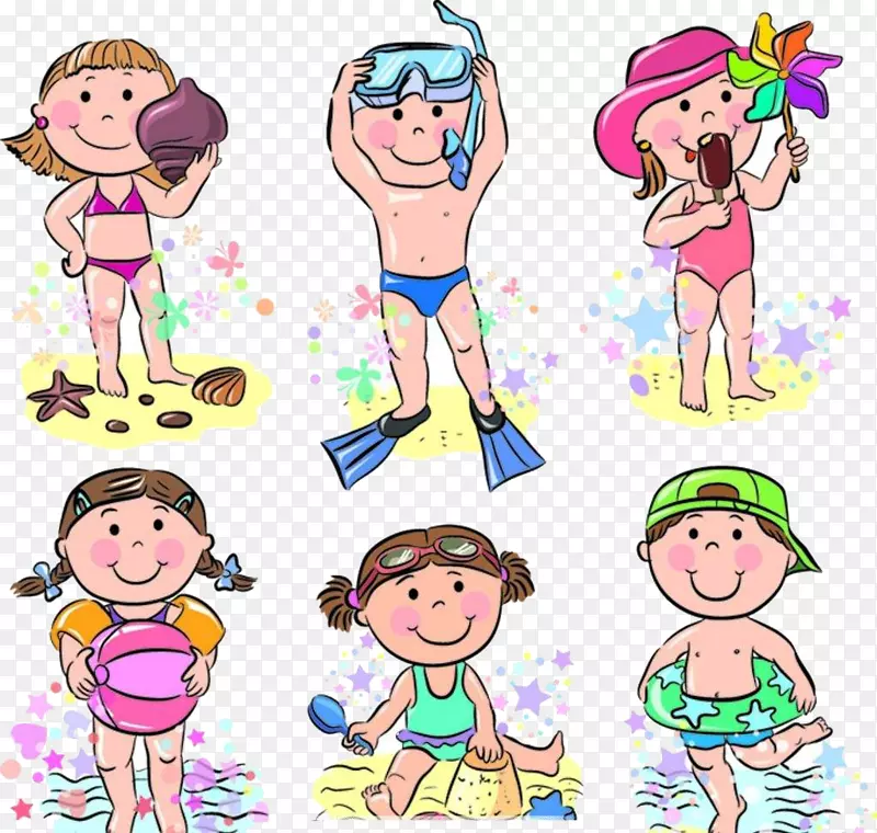 儿童绘画版税-免费剪贴画-游泳儿童