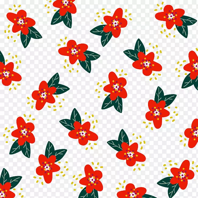 花卉设计一品红图案-红色花纹