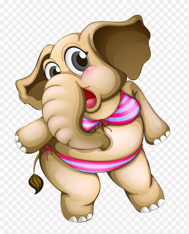 摄影版税-免费泳装插图-可爱的小象