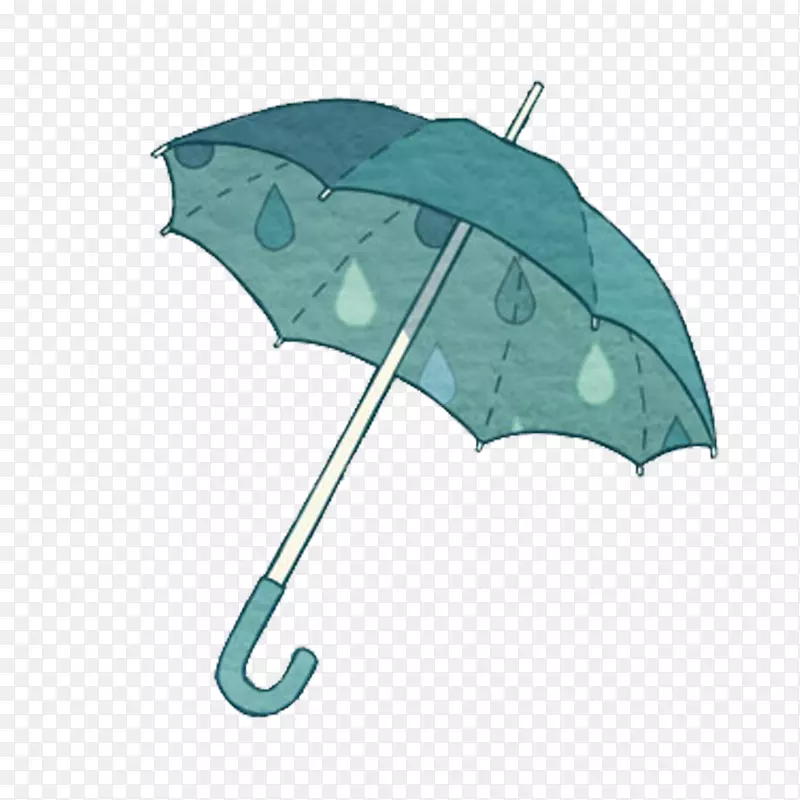 雨伞卡通剪贴画.深绿色手绘伞饰图案