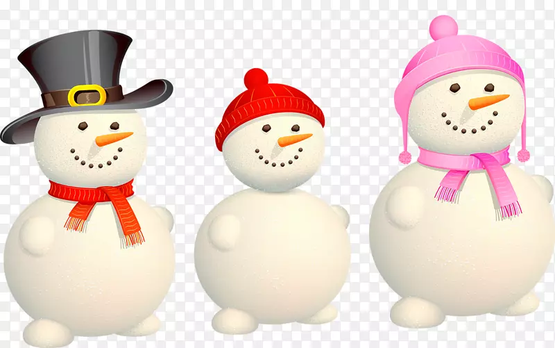 圣诞前夜雪人家庭插画-创意可爱雪人