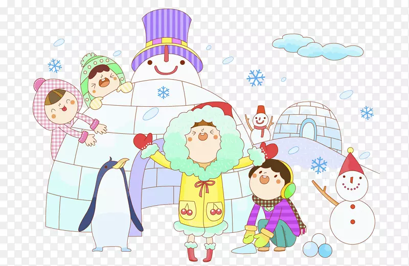 儿童游戏剪辑艺术-冬季儿童游戏