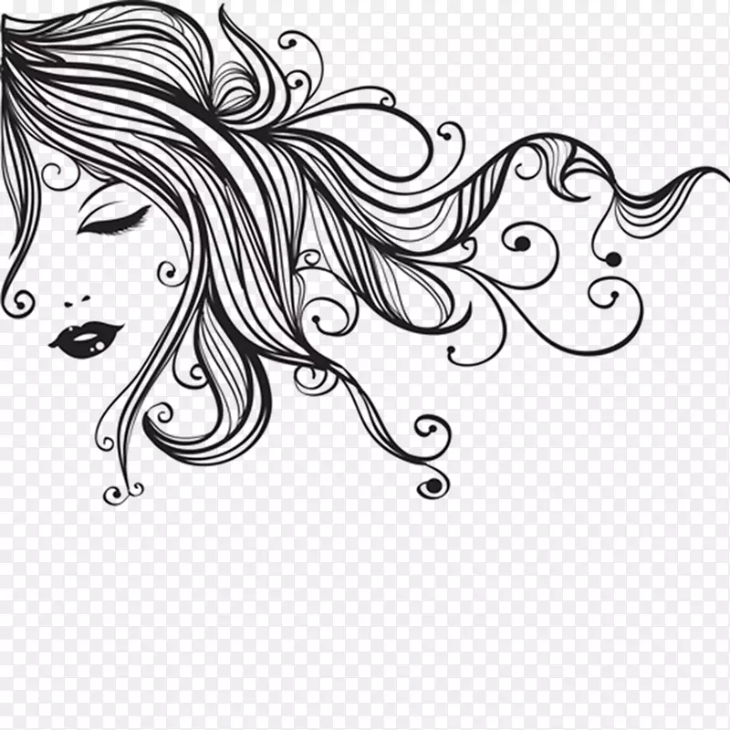 女性发画插图-线条女性
