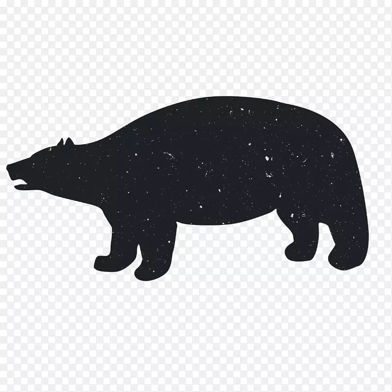 熊动物黑白剪影