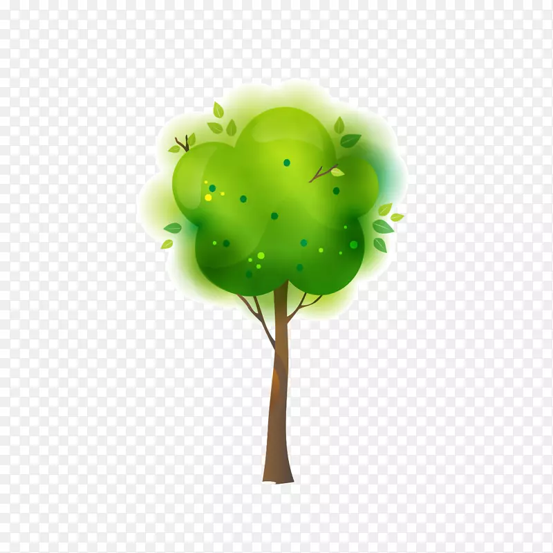 绿色创意设计师插图-创意绿树