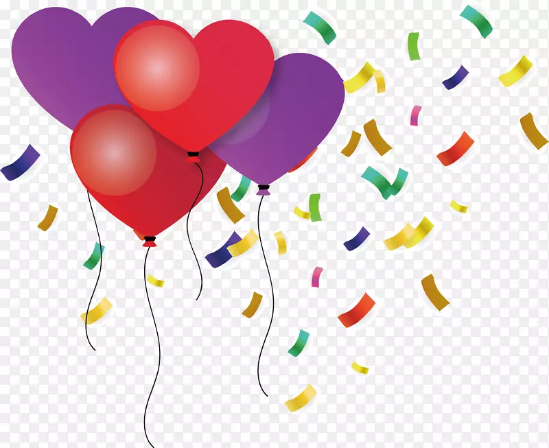 玩具气球生日爱情剪贴画-红紫色爱情气球