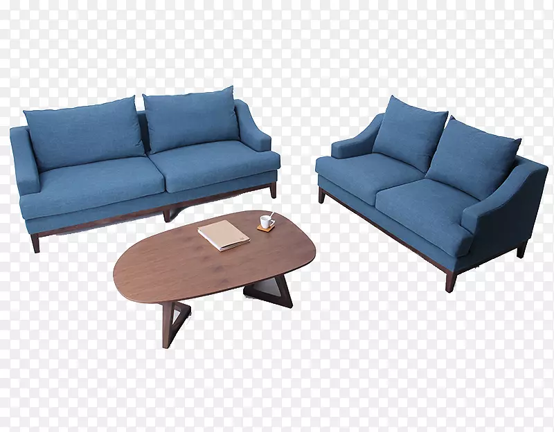 咖啡桌，客厅，沙发-蓝色沙发和咖啡桌材料