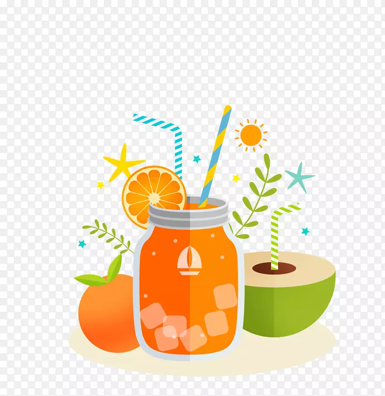 橙汁饮料-瓶子里的果汁