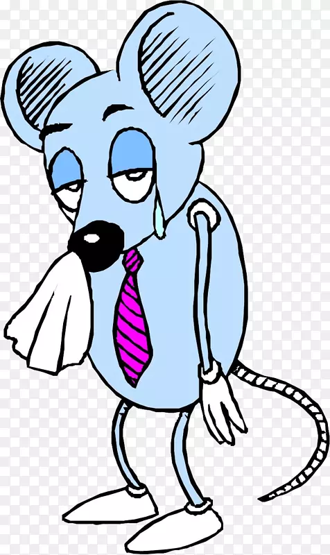 老鼠悲伤卡通剪辑艺术-拿手帕鼠标
