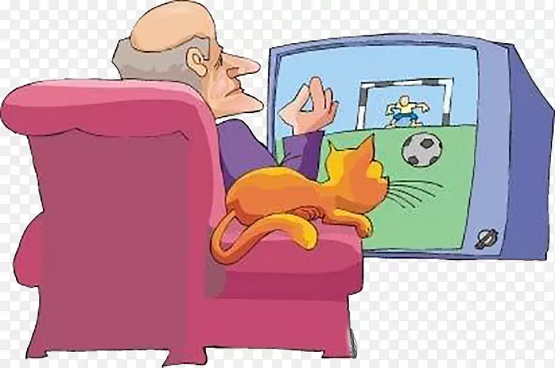 电视卡通片艺术外国老人看电视