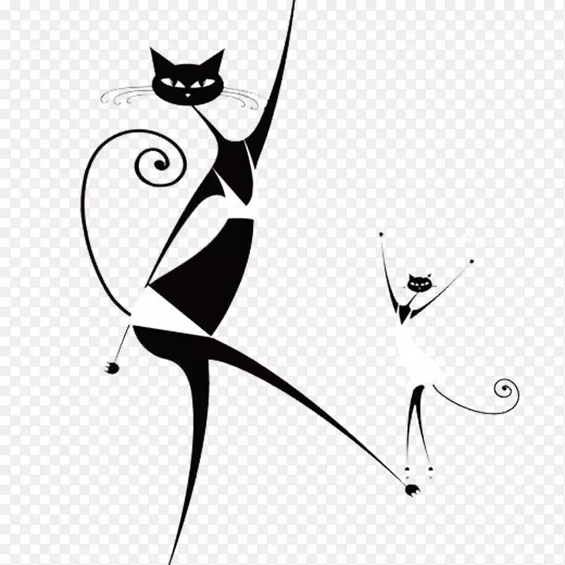 猫卡通腾讯QQ黑白化身-卡通猫