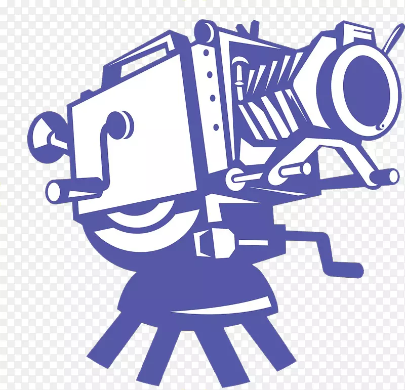 摄影电影摄影机导演剪辑艺术手绘蓝色复古胶卷摄影机作业