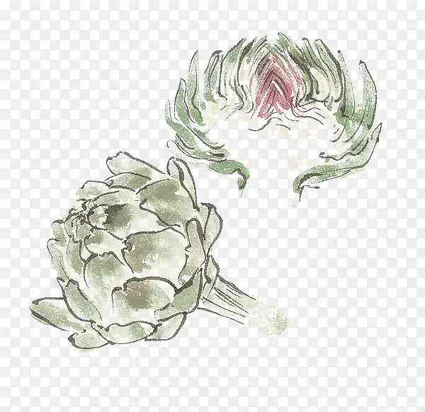 蔷薇科绿色花瓣图案手绘蔬菜