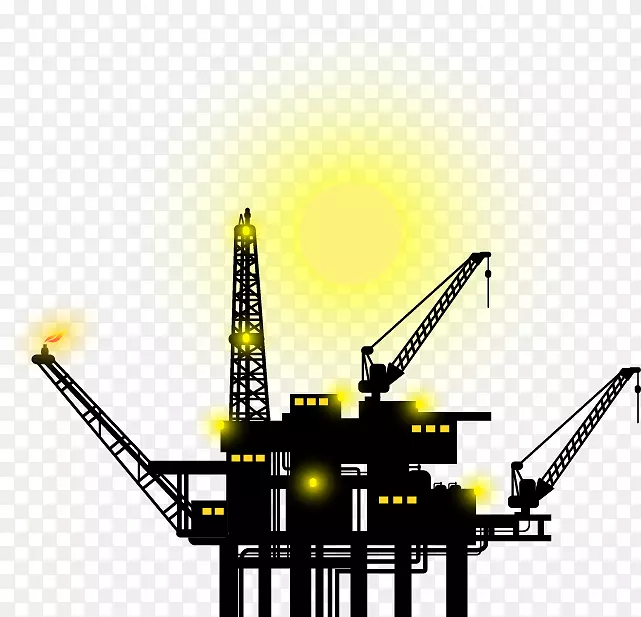 石油工业石油平台海上钻机.手绘海上石油钻井工具