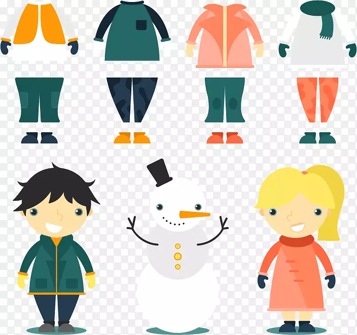 男装设计师剪贴画-冬季儿童服装设计