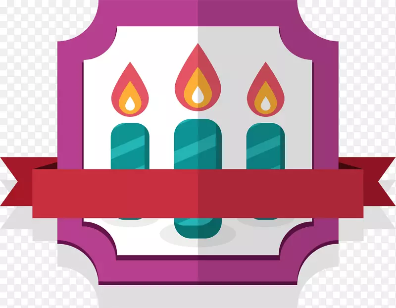 蜡烛生日剪贴画-紫色蜡烛标签