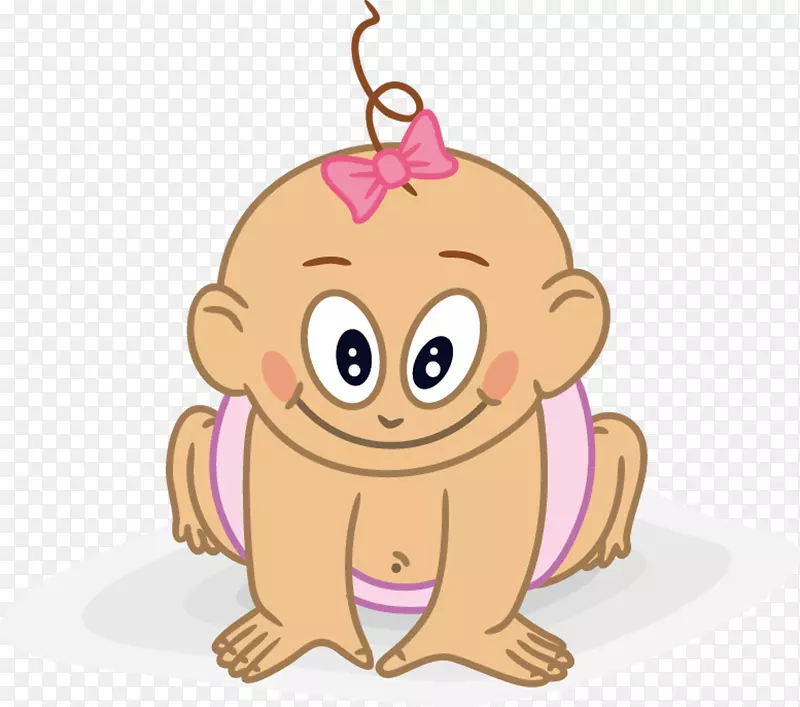 婴儿卡通儿童剪贴画-粉红色弓形婴儿