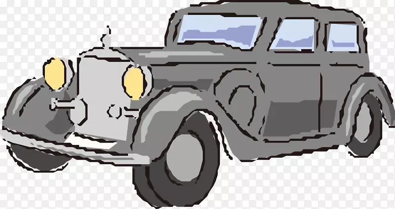 古旧汽车绘图.画灰色的卡通古典旧车