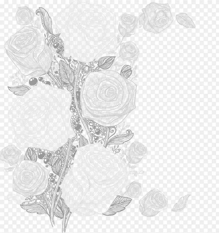 母题-复古玫瑰手绘图案