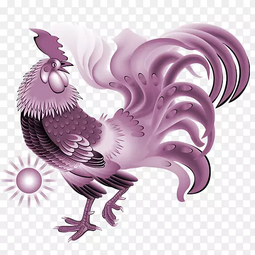 公鸡新年插画-装饰材料鸡