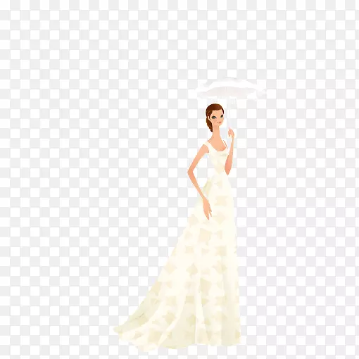 新娘白色长袍婚纱-元素：穿着婚纱的妇女