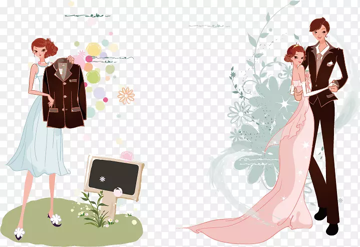 婚礼新娘插图-婚礼卡通创意