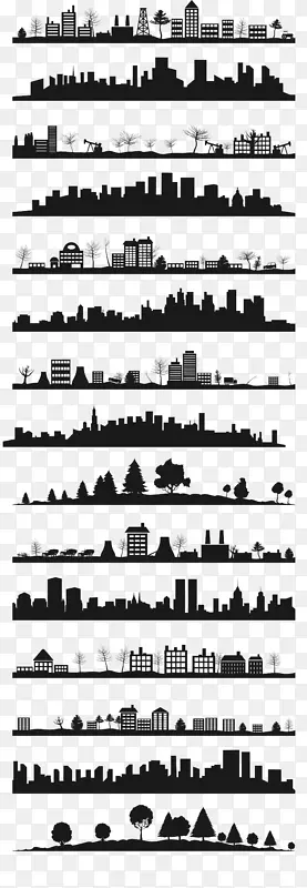 剪影天际线摄影插图-城市剪影