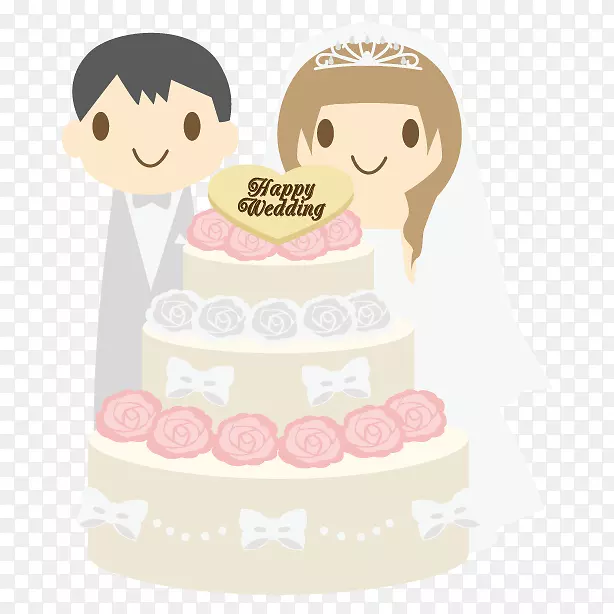 婚礼蛋糕婚礼剪影插图-创意手绘婚礼