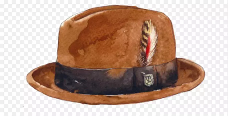 保龄球帽土坯插画-棕色帽子