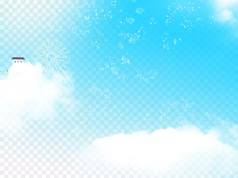 空中旅行积云天空电脑壁纸-可爱的卡通背景