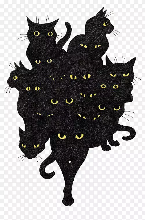 黑猫画插图-黑猫