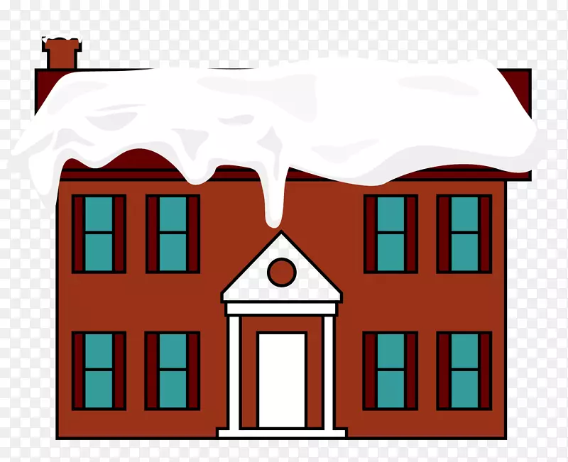 屋顶雪屋.红色房屋地板屋顶雪