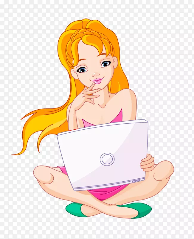 笔记本电脑动画剪辑艺术-美丽卡通播放电脑图像