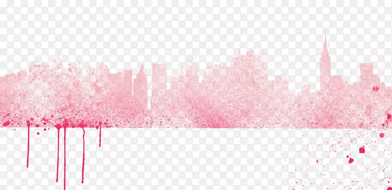 纽约市剪影创意天际线-红色创意城市剪影