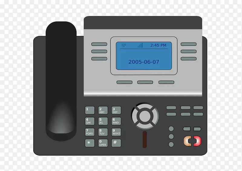 ip电话上的voip电话语音手机剪贴画.深灰色卡通电话