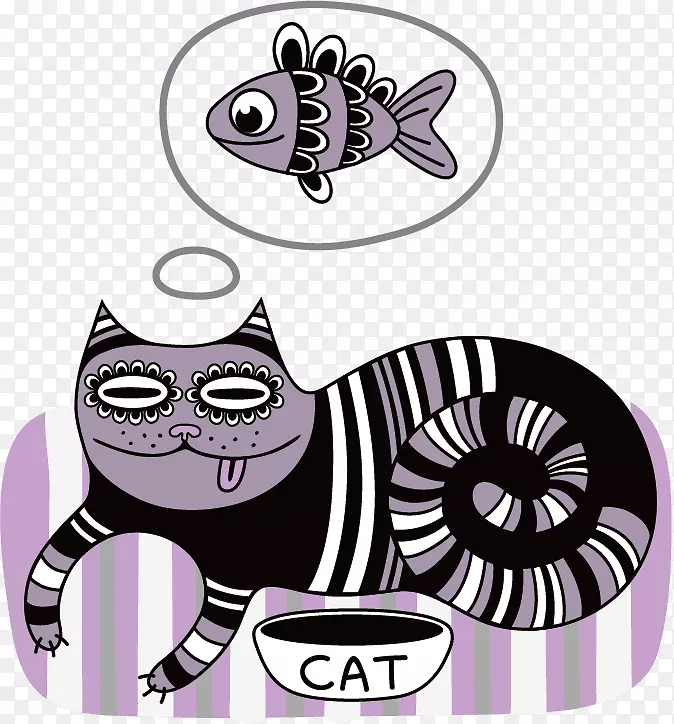 黑猫小猫插图-插画猫