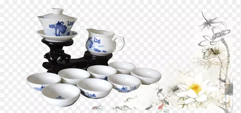 青花瓷茶具装饰材料
