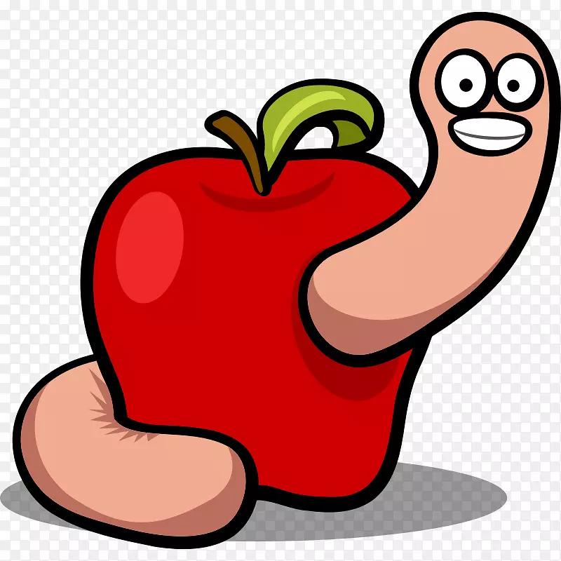 蠕虫苹果剪贴画-卡通蠕虫图像