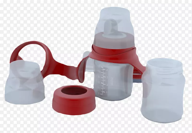 婴儿奶瓶透明半透明红色透明婴儿奶瓶