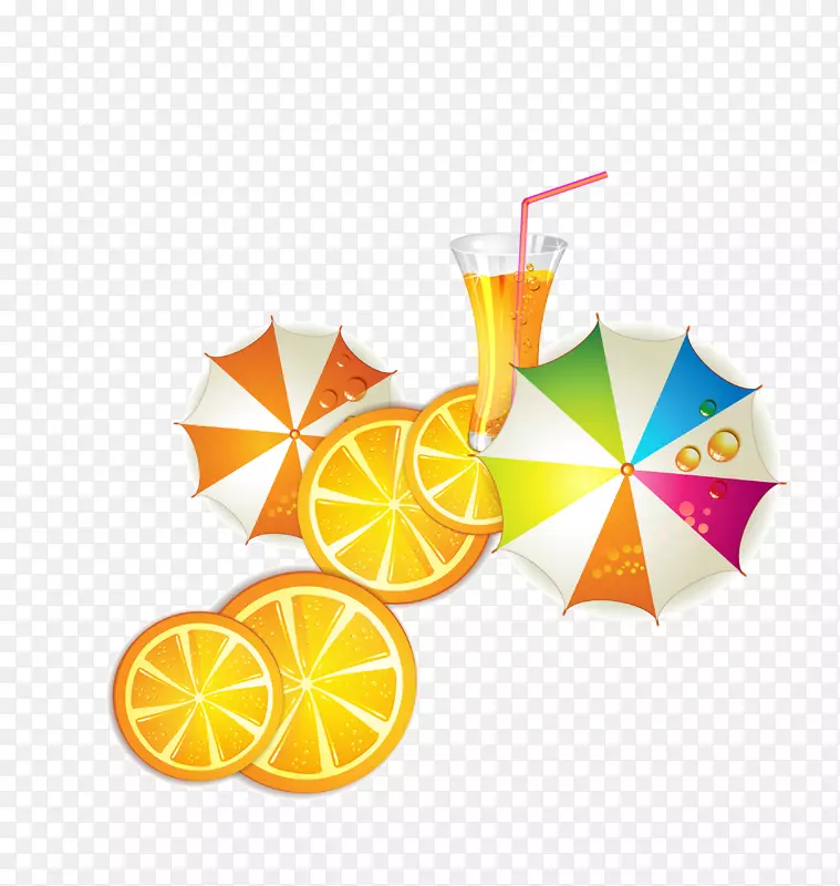 响应网页设计横幅夏季剪贴画橙色雨伞装置