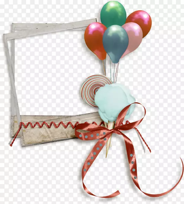 气球生日-相框和蝴蝶结气球