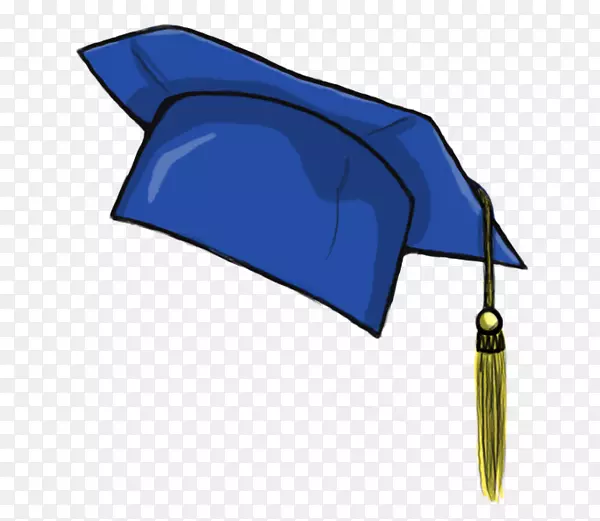 方形学术帽毕业典礼蓝色剪贴画-毕业帽剪贴画